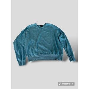Brooks Brothers 346 V Neck Sweater Teal Blue Cotton Cashmere Blend Size L Preppy